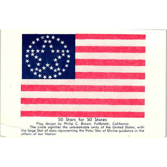 Philip C. Brown Rejected 50 Star American Flag Design Original Postcard TK1-28