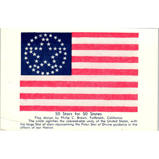 Philip C. Brown Rejected 50 Star American Flag Design Original Postcard P2-2