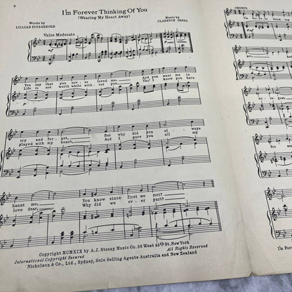 I'm Forever Thinking of You Clarence Senna 1919 Sheet Music TK2-SM3