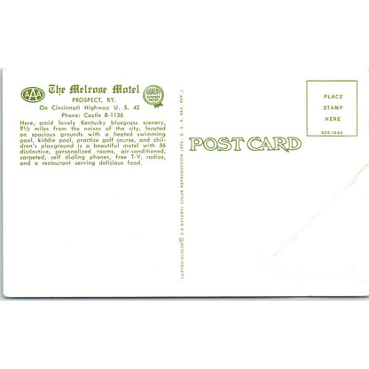 The Melrose Motel Prospect Kentucky - Original Postcard TJ9-P2