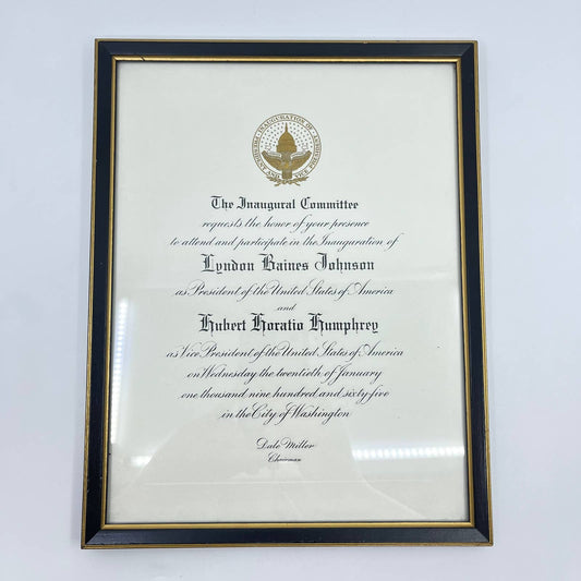 1965 Framed Official President Lyndon Johnson Inauguration Invitation 9x11” TE1