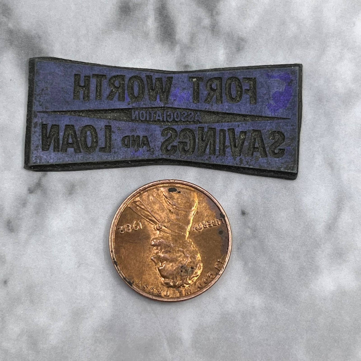 Vtg Printing Letterpress Printers Block Plate Fort Worth Savings & Loan SE825