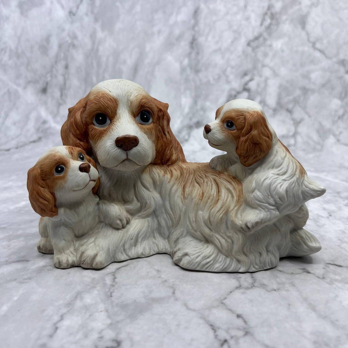Homco Cocker Spaniel Mother Pups Puppies Ceramic Figurine Dog 7" #1434 TA1