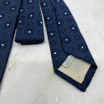 Retro Men's Blue and White Textured Polyester Necktie Tie TK3