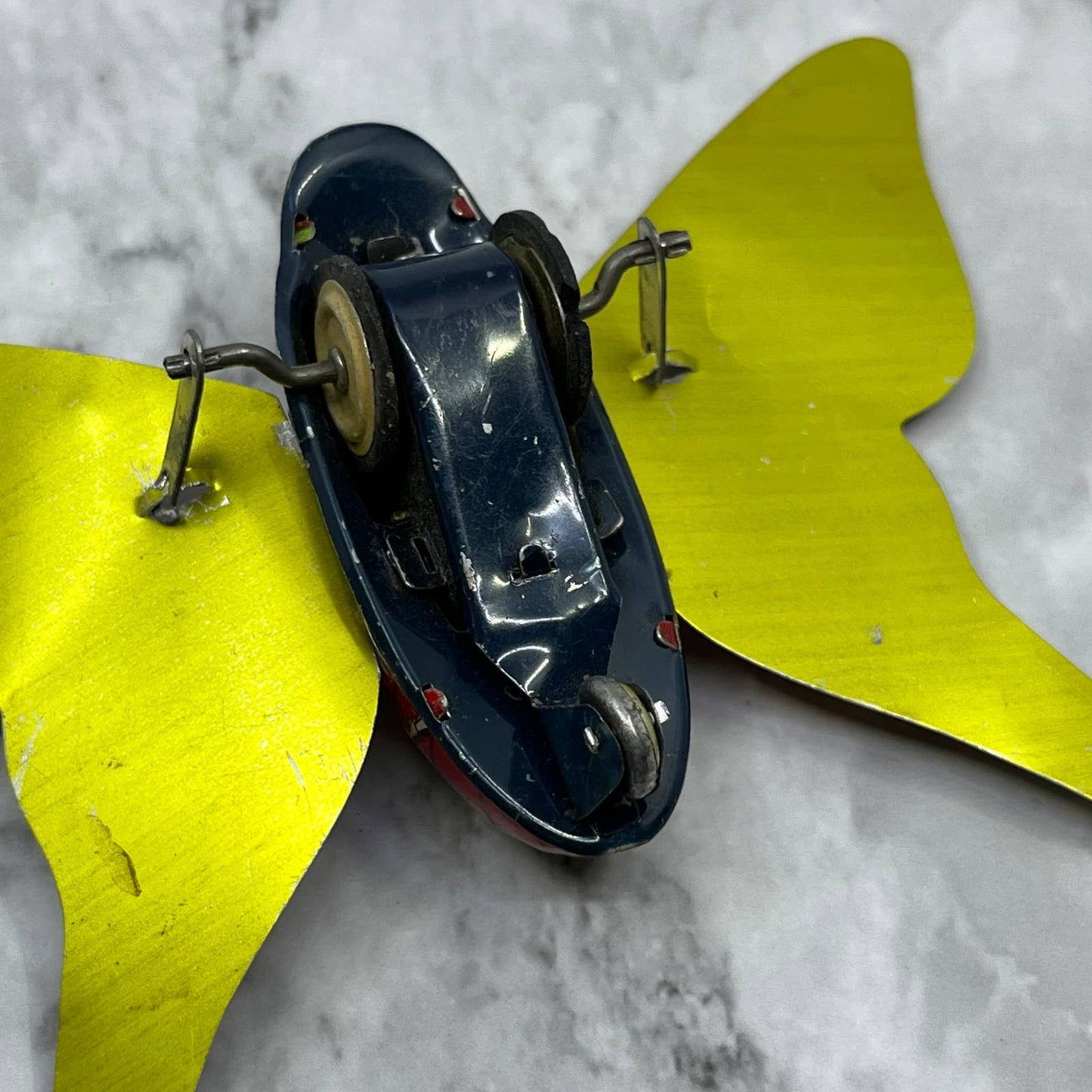 Vtg 50's ALPS Moth Friction Tin Toy. Bold Bright Colors Butterfly JAPAN SF1