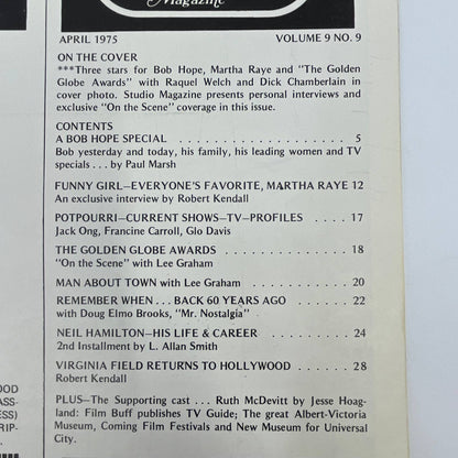 1975 Apr Hollywood Studio Magazine   Bob Hope Raquel Welch Dick Chamberlain TG6