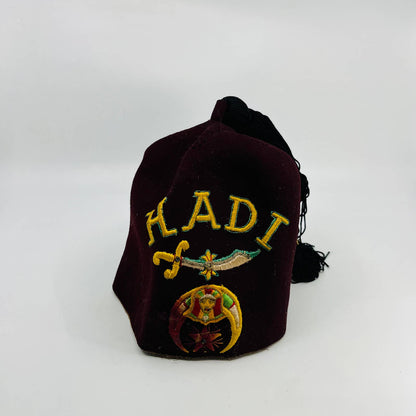 1960s Masonic Shriner HADI Shriners Fez Hat Cap Shriners Club Evansville IN TC5