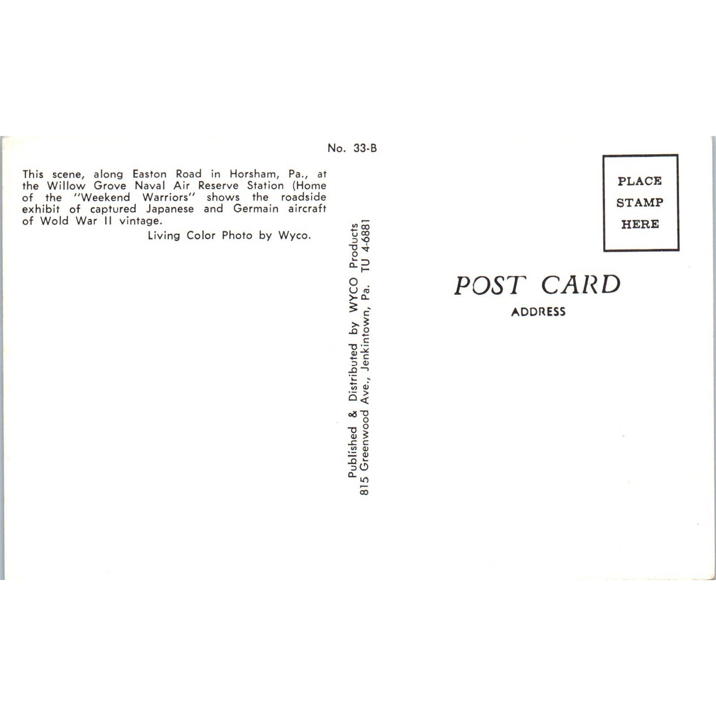 Vintage Postcard Willow Grove Naval Air Station Horsham PA EA3