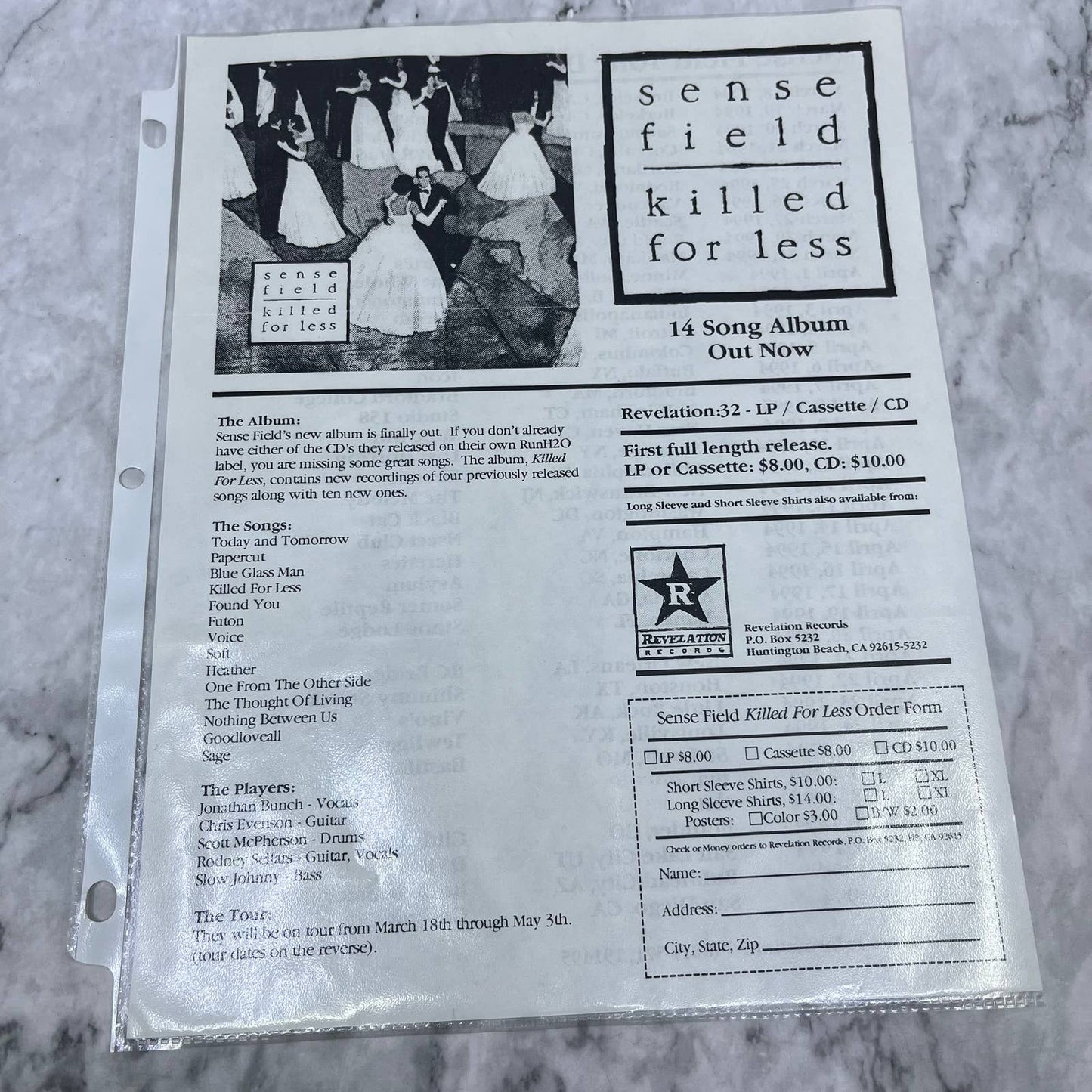 Vintage Sense Field California Indie Rock Fan Ephemera Collection FL5