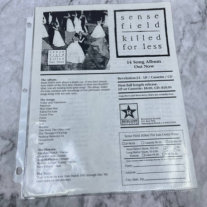Vintage Sense Field California Indie Rock Fan Ephemera Collection FL5