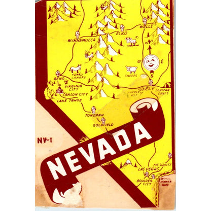 1960s Nevada State Map Souvenir Decal Sticker 2.5x4" SE5