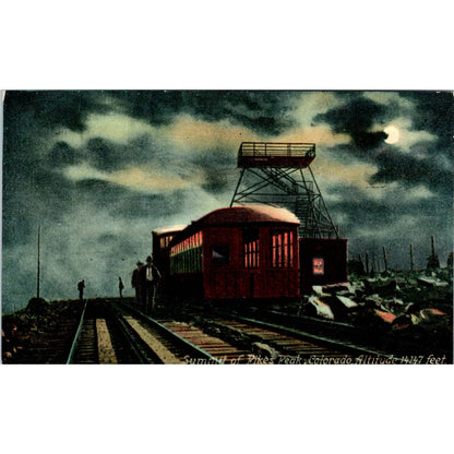 c1910 Summit of Pikes Peak at Night Colorado Original Postcard TK1-29