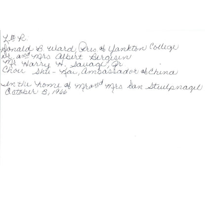 Shu-Kai Chow Chinese Ambassador Dr. Albert Bergesen 1966 Original Photo TK1-P5