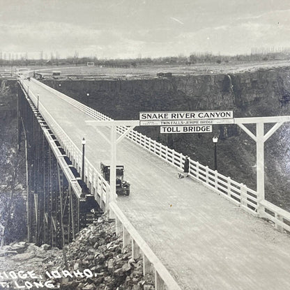 1929 RPPC Twin Falls Idaho Jerome Bridge Snake River Canyon Toll Bridge SC6