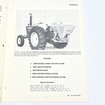Original 1980 New Idea Manual FS-120 119 3 Point Hitch Spinner Fertilizer TB9-2