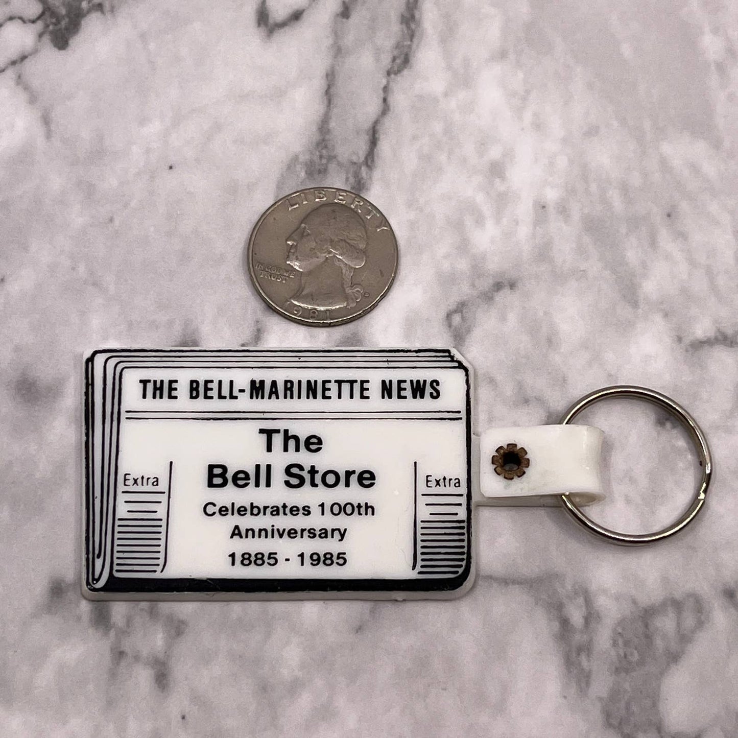 1985 Keychain Bell Store 100th Anniversary Bell-Marinette News Advertising SA2