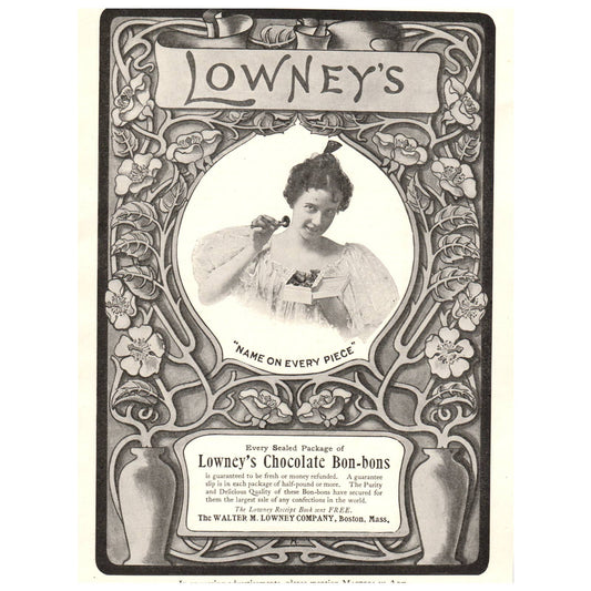 Lowney's Chocolate Bon-Bons Walter M Lowney Boston 6x8" - 1904 Original Ad TJ8-8