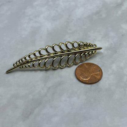 Vtg Gold Open Lacy Leaf Floral Leaves Feather Metal MCM Hair Clip Pin SE6