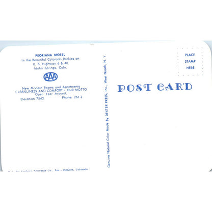 Peoriana Motel Idaho Springs Colorado Original Postcard TK1-28