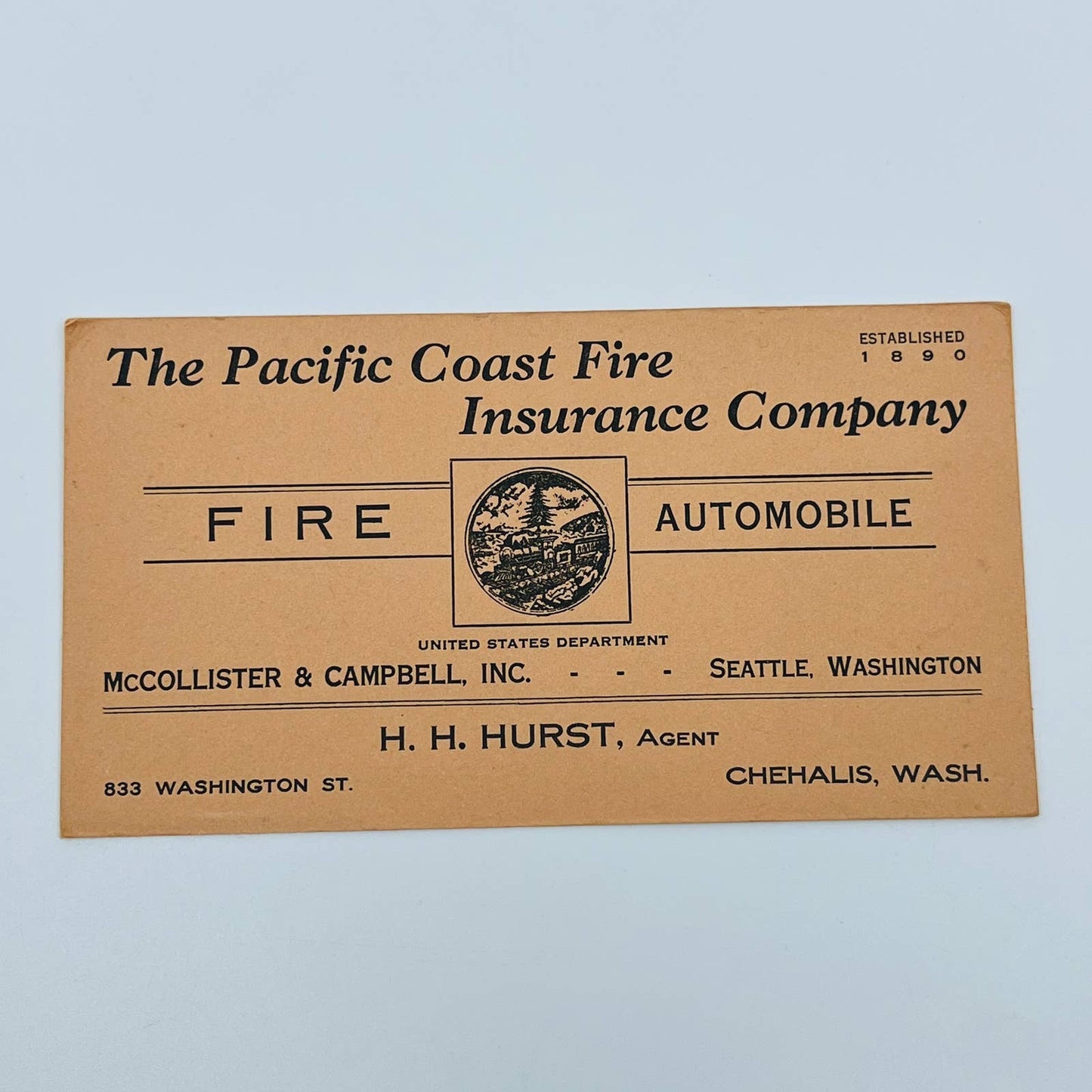 Chehalis WA Blotter Pacific Coast Fire Insurance Co. McCollister & Campbell SC2