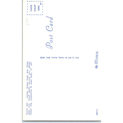 French Doll Jumeau Bisque Head Mohair Composition Wood Body Postcard PB8