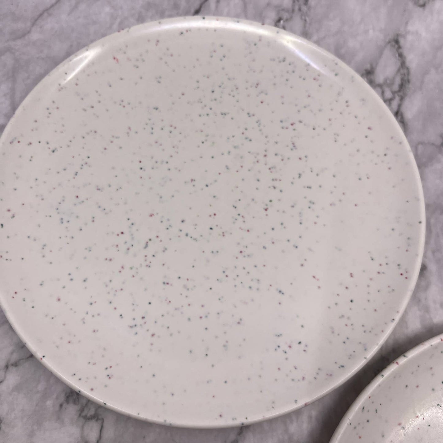 MCM Imperial Ware Speckled Confetti White Dinner Plate Set Melmac Malamine TA3