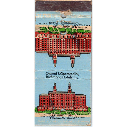 The Chamberlin Hotel Old Point Comfort VA Advertising Matchbook Cover SA1-M6