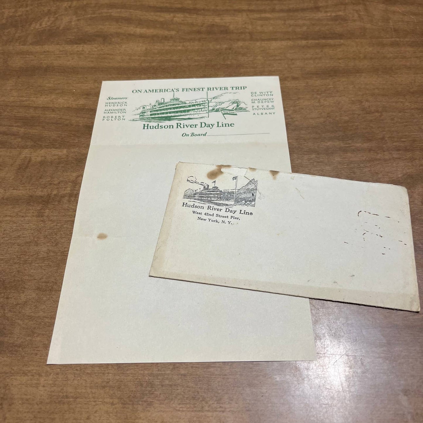 Hudson River Day Line Letterhead & Envelope Robert Fulton Hendrick Hudson NH1