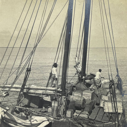 1903 Original Sepia Photograph Loaded Cargo Barge at Tuxpam Mexico AC7