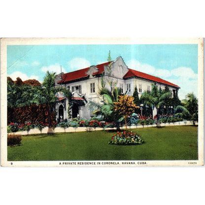 Private Residence in Coronela Havana Cuba Original Postcard TK1-P12