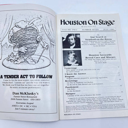 1984 July - Houston On Stage Magazine - Shakespeare Festival TF7