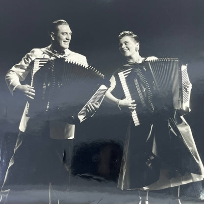 1950s Music Man and Woman Playing Accordion Photograph 8x10" AB7
