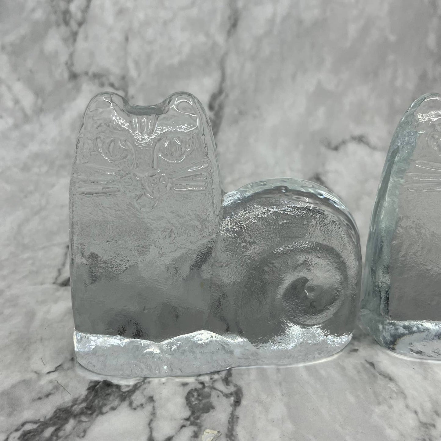 Lisa Larson 'Djur i Frihet', Crystal Cat Royal Krona Bookends Set of 2 TK1