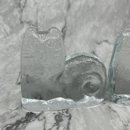 Lisa Larson 'Djur i Frihet', Crystal Cat Royal Krona Bookends Set of 2 TK1