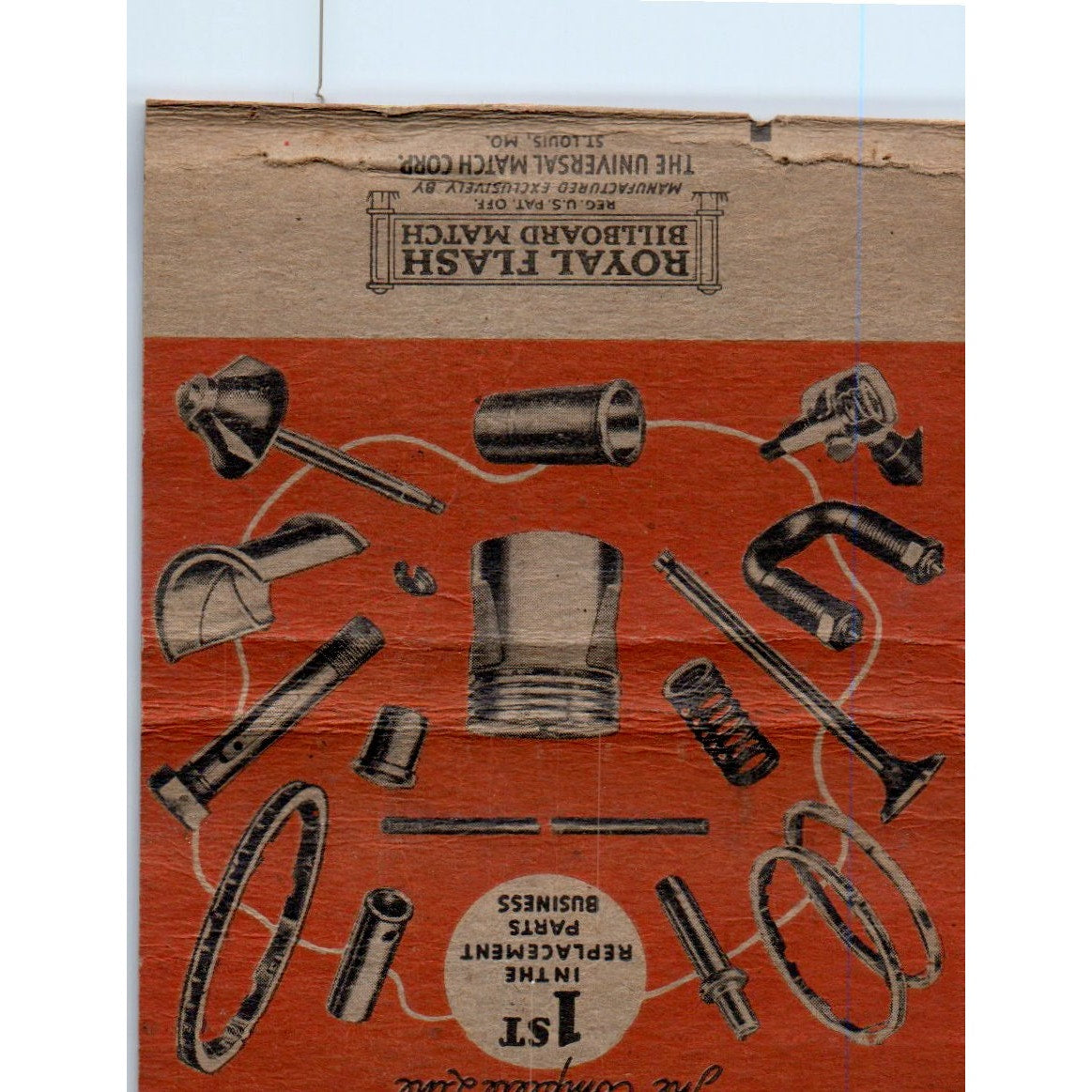 King Quality Products Complete Parts Service Wide Advertising Matchbook SA6-M7