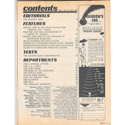 Treasure Magazine - Treasure Hunting Gold Mining Metal Detecting Oct 1976 M5
