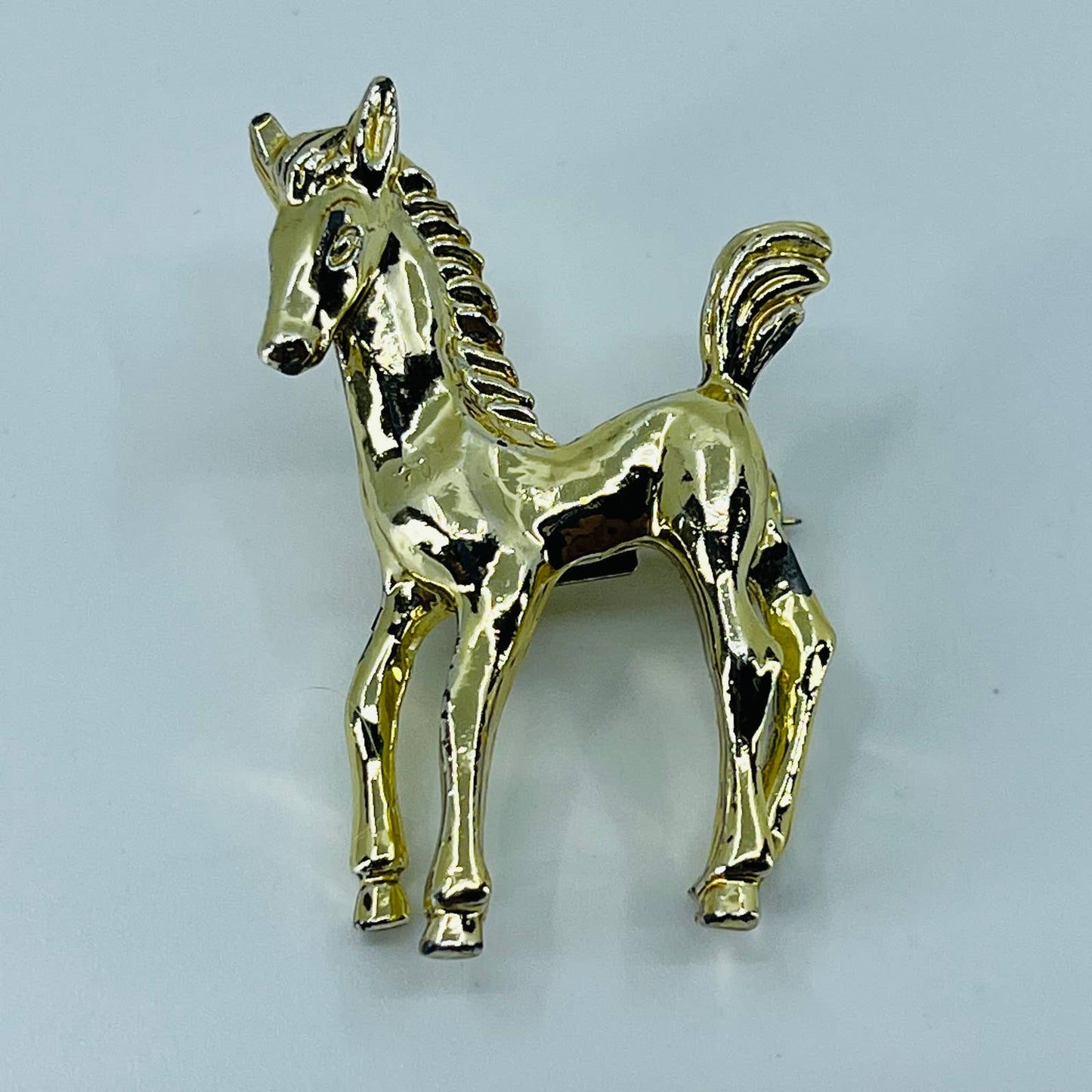 Vintage MCM Horse Brooch Gold Tone SA6