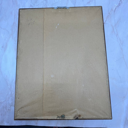 1970s Embroidery Crewel Wall Art Basket Of Pink Flowers Peonies 14.5x11.75"