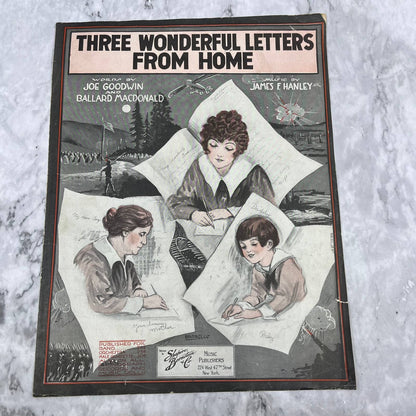 "Three Wonderful Letters From Home" 1918 Sentimental Ballad Popular WWI Song TH1