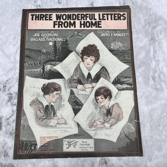 "Three Wonderful Letters From Home" 1918 Sentimental Ballad Popular WWI Song TH1