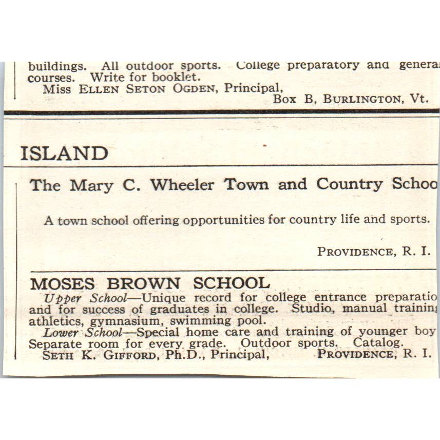 c1920 Harper's Ad - Alexander H Mitchell Military Boys School Billerica MA EA3-1