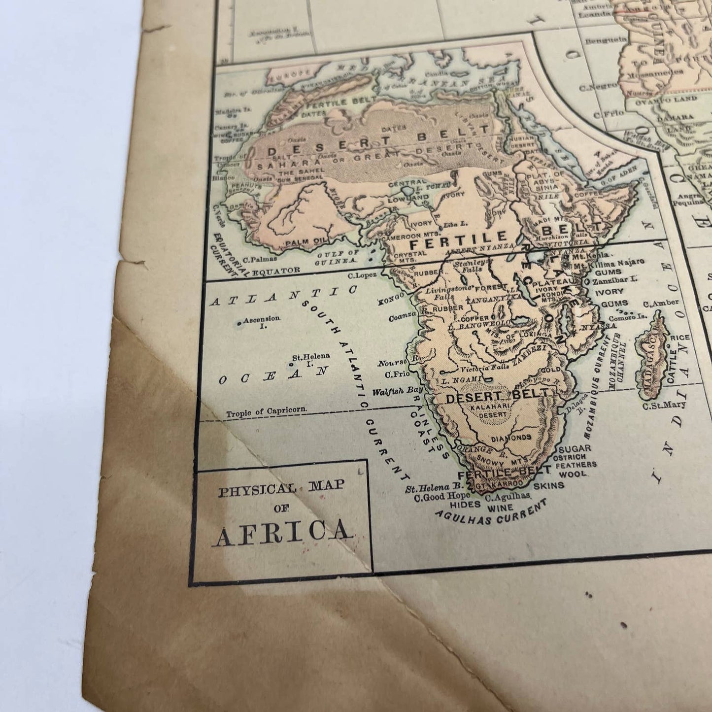 1896 Engraved Tinted Political Map of Africa 9x12" FL5