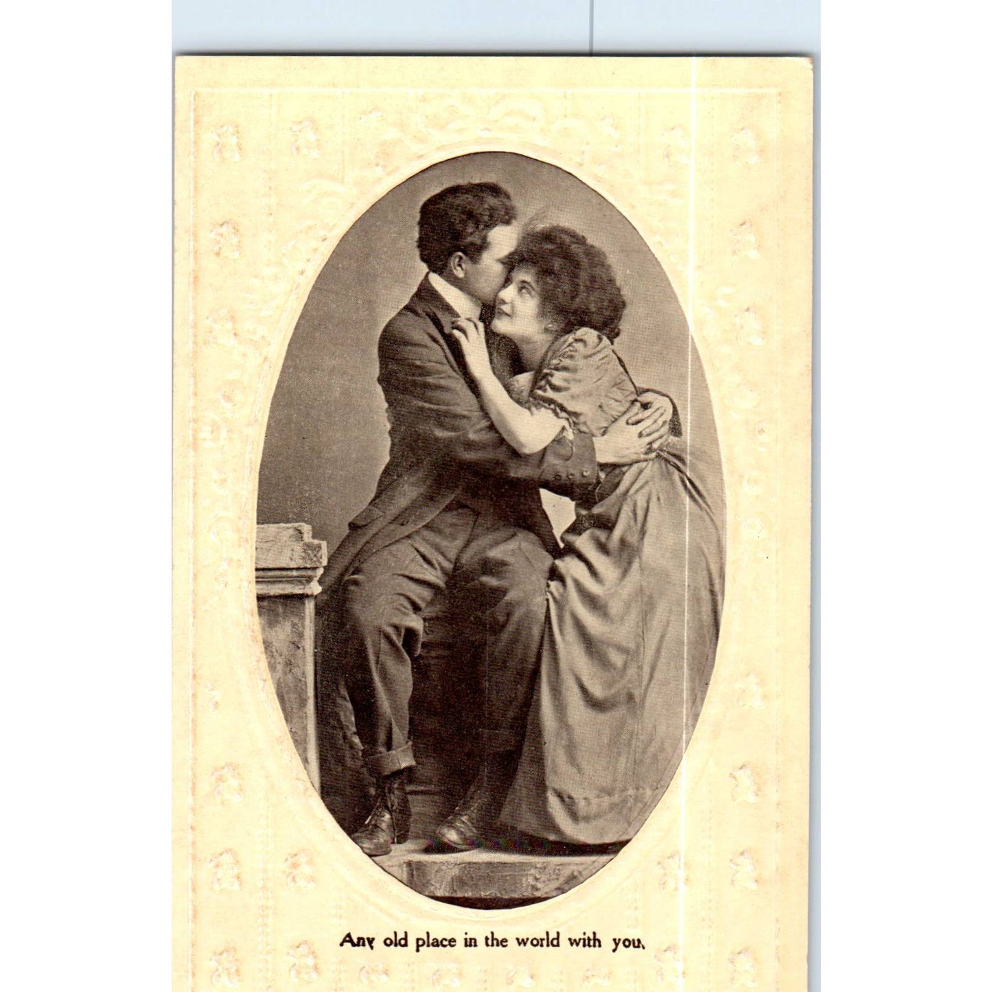Any Old Place In The World WIth You Victorian Couple Romance Postcard TK1-P18
