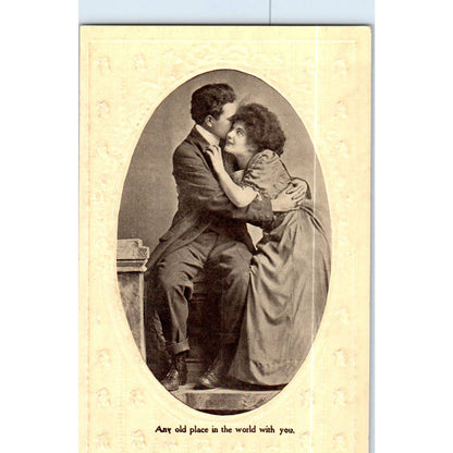 Any Old Place In The World WIth You Victorian Couple Romance Postcard TK1-P18