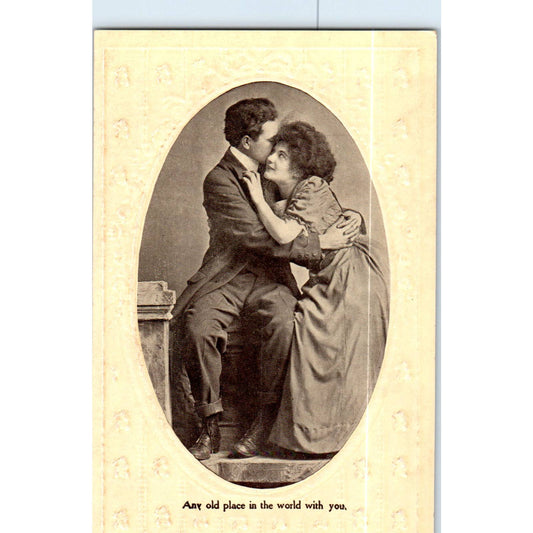 Any Old Place In The World WIth You Victorian Couple Romance Postcard TK1-P18