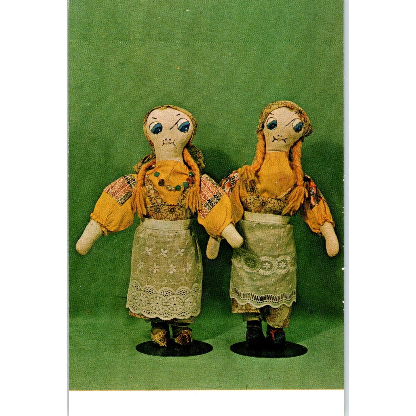 Pair of Rag Dolls Painted by Grandma Moses Bennington VT Original Postcard PB5
