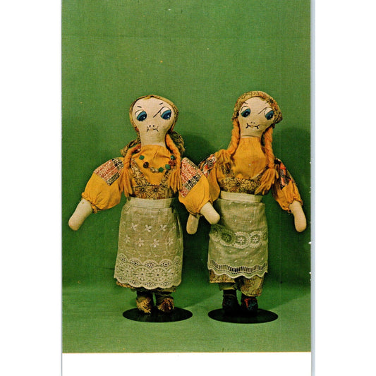 Pair of Rag Dolls Painted by Grandma Moses Bennington VT Original Postcard PB5