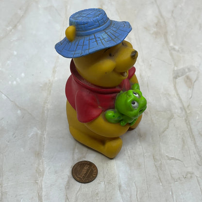 Vintage Disney Winnie The Pooh Rubber Toy With Frog TE5