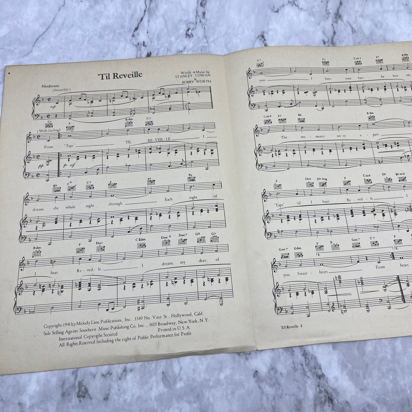 1941 'Til Reveille - WW II  - Rudy Vallee -  Vintage Sheet Music V42-4
