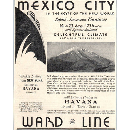 1931 Ward Line Steamships All Expense Cruise to Havana Advertisement ~5x6 FL5-1